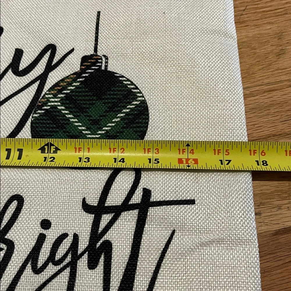 Merry & Bright Holiday Pillow Cover -with Black and Green Ornaments